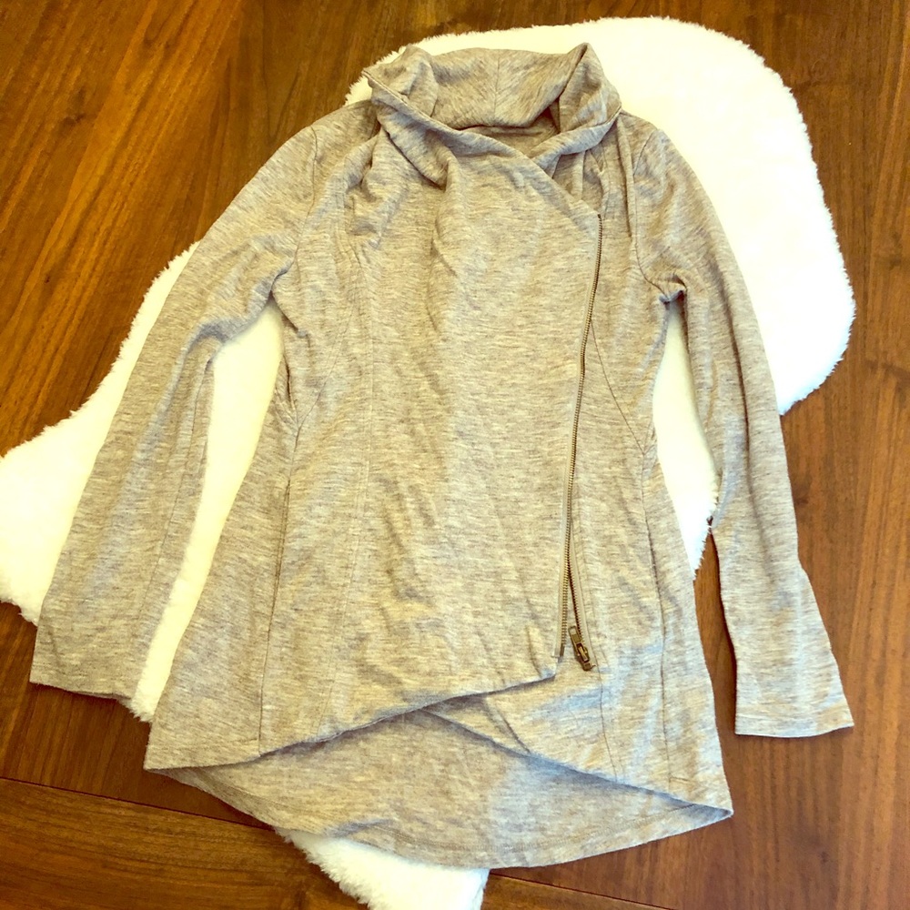 Cowl neck, wrap around tunic cardigan